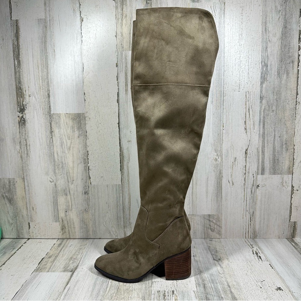 BP. Luke Black Side Zip Block Heel Over‎ The Knee Boots New
